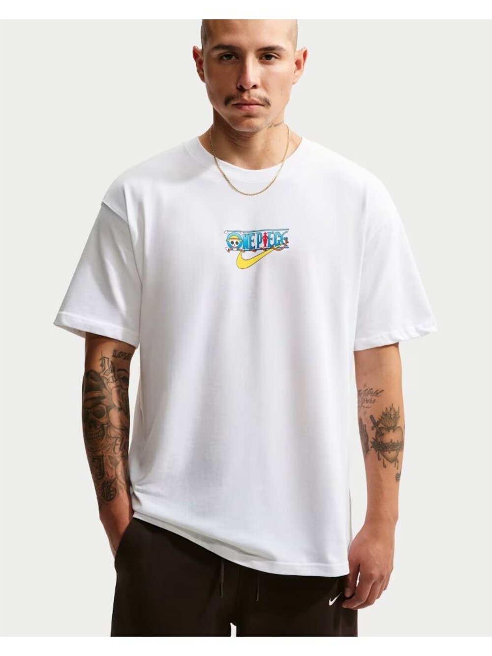 Nike One Piece T Shirt Mens Small S White Solo Swoosh Graphic Logo Tee Luffy